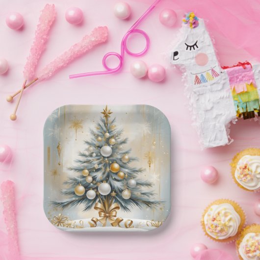 アールデコラグジュアリークリスマスゴールデンオーナメントズ ペーパープレート (パーティー)