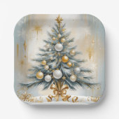 アールデコラグジュアリークリスマスゴールデンオーナメントズ ペーパープレート (正面)