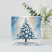 アールデコラグジュアリークリスマスツリーとブルーオーナメント シーズンカード (スタンド正面)