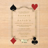 アールデコラスベガスカジノロイヤルトランプのポーカー結婚ズ アクリル招待状 (正面)