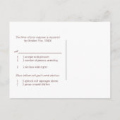 アールデコラブツリー結婚ズのメニュー選択RSVP インビテーションポストカード (裏面)