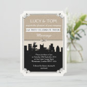 アールデコ'ラブ·イン·ザ·シティ'結婚式招待状 招待状 (スタンド正面)