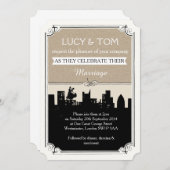 アールデコ'ラブ·イン·ザ·シティ'結婚式招待状 招待状 (正面/裏面)