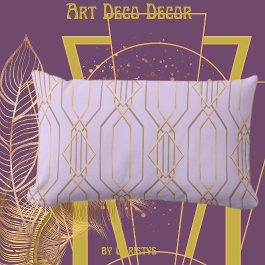 アールデコラベンダー&金ゴールドランバーピロー ランバークッション