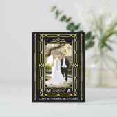 アールデコラヴ&感謝してい金ゴールドブラック写真ありがとう ポストカード (スタンド正面)