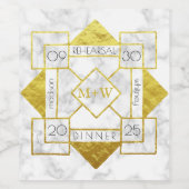 アールデコリハーサル結婚ディナーズマーブルゴールドフォイル ワインラベル (シングルラベル)