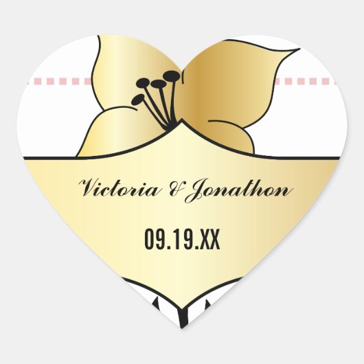 アールデコリモダンタイポグラフィ結婚ズピンク ハートシール (正面)