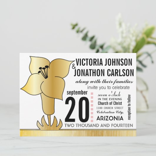 アールデコリリモダンタイポグラフィウェディング招待 招待状 (スタンド正面)