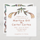 アールデコリリーハンドメイドフローラボホ結婚ズ 招待状 (正面/裏面)