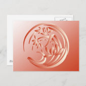 アールデコリリー模様 – コーラルオレンジ ポストカード (正面/裏面)