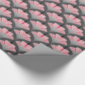 アールデコリリー、グレー/グレーとコーラルピンク ラッピングペーパー (角)