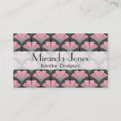 アールデコリリー、グレー/グレーとコーラルピンク 名刺 (正面)