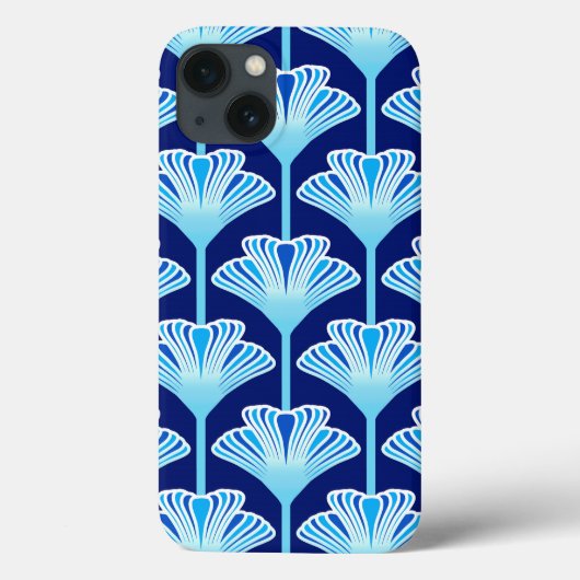 アールデコリリー、コバルトブルー、アクアとホワイト Case-Mate iPhoneケース (裏面)