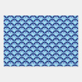 アールデコリリー、コバルトブルー、深いレッド&オレンジ ラッピングペーパーシート (正面2)