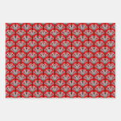 アールデコリリー、コバルトブルー、深いレッド&オレンジ ラッピングペーパーシート (正面)