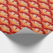 アールデコリリー、タンゲリンオレンジと金ゴールド ラッピングペーパー (角)