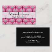 アールデコリリー、明るい赤紫色ピンクとシルバーグレー 名刺 (正面/裏面)