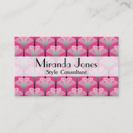 アールデコリリー、明るい赤紫色ピンクとシルバーグレー 名刺