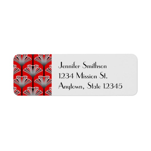 アールデコリリー，深い赤と灰色 ラベル (正面)