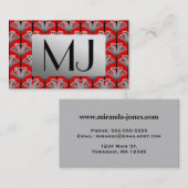 アールデコリリー，深い赤と灰色 名刺 (正面/裏面)