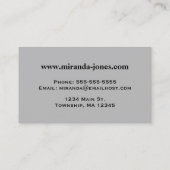 アールデコリリー，深い赤と灰色 名刺 (裏面)