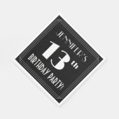 アールデコルック13th誕生日パーティーと名前をカスタムする スタンダードランチョンナプキン (角)