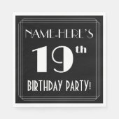 アールデコルック19th誕生日パーティーと名前をカスタムする スタンダードランチョンナプキン (正面)