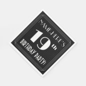 アールデコルック19th誕生日パーティーと名前をカスタムする スタンダードランチョンナプキン (角)