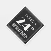 アールデコルック24th誕生日パーティーと名前をカスタムする スタンダードランチョンナプキン (角)