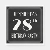 アールデコルック28th誕生日パーティーと名前をカスタムする スタンダードランチョンナプキン (正面)