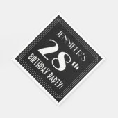 アールデコルック28th誕生日パーティーと名前をカスタムする スタンダードランチョンナプキン (角)