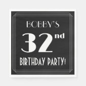 アールデコルック32nd誕生日パーティーと名前をカスタムする スタンダードランチョンナプキン (正面)