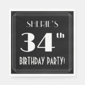 アールデコルック34th誕生日パーティーと名前をカスタムする スタンダードランチョンナプキン (正面)