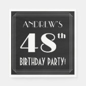 アールデコルック48th誕生日パーティーと名前をカスタムする スタンダードランチョンナプキン (正面)