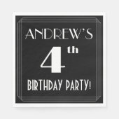 アールデコルック4th誕生日パーティーと名前をカスタムする スタンダードランチョンナプキン (正面)