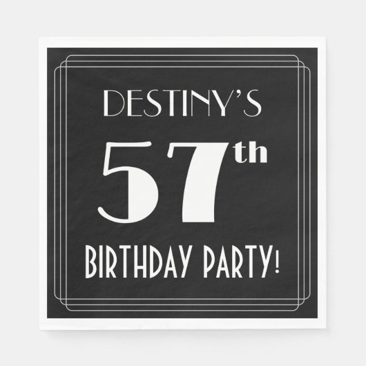 アールデコルック57th誕生日パーティーと名前をカスタムする スタンダードランチョンナプキン (正面)