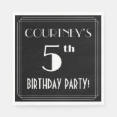 アールデコルック5thバースデーパーティーと名前をカスタムする スタンダードランチョンナプキン (正面)