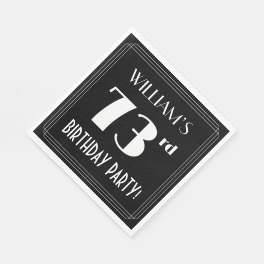 アールデコルック73rd誕生日パーティーと名前をカスタムする スタンダードランチョンナプキン (角)
