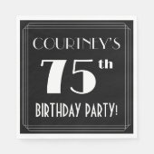 アールデコルック75th誕生日パーティーと名前をカスタムする スタンダードランチョンナプキン (正面)