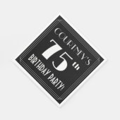 アールデコルック75th誕生日パーティーと名前をカスタムする スタンダードランチョンナプキン (角)