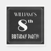 アールデコルック8thバースデーパーティーと名前をカスタムする スタンダードランチョンナプキン (正面)