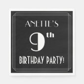 アールデコルック9thバースデーパーティーと名前をカスタムする スタンダードランチョンナプキン (正面)