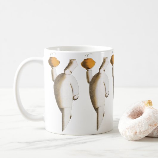 アールデコレストランシェフ、ヴィンテージビジネス コーヒーマグカップ (ドーナツ)