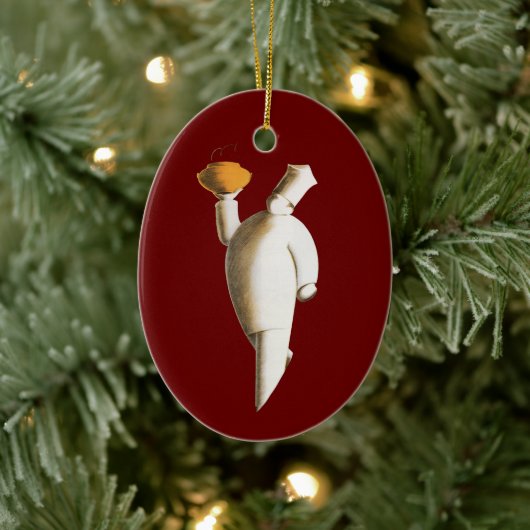 アールデコレストランシェフ、ヴィンテージビジネス セラミックオーナメント (ツリー)