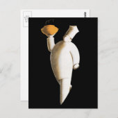 アールデコレストランシェフ、ヴィンテージビジネス ポストカード (正面/裏面)