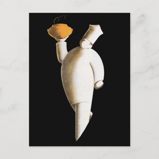 アールデコレストランシェフ、ヴィンテージビジネス ポストカード (正面)