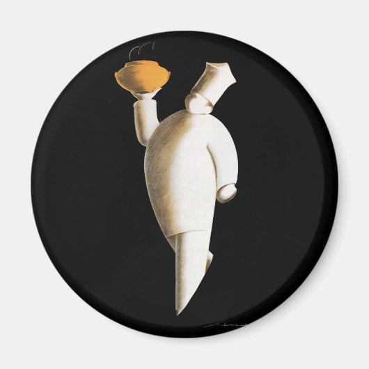 アールデコレストランシェフ、ヴィンテージビジネス マグネット (正面)