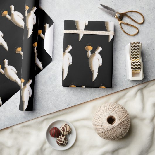 アールデコレストランシェフ、ヴィンテージビジネス ラッピングペーパー (クラフト)