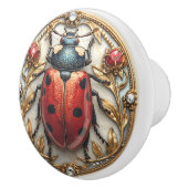 アールデコレッドエナメルラディバグルビーズ金ゴールドダイヤモンド セラミックノブ (右)