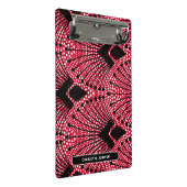 アールデコレッドエレガント白黒孔雀パターン ミニクリップボード (アングル)